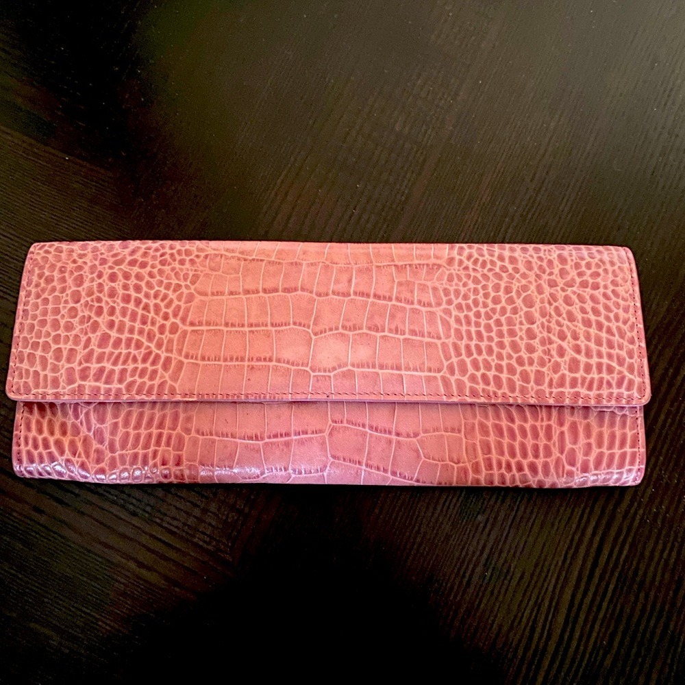NWT Ann Taylor genuine leather clutch in deep pink